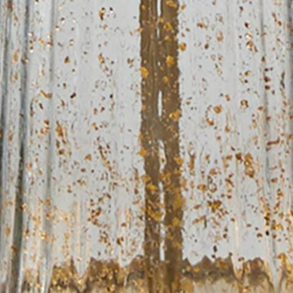 Bepy Table Lamp | Fluted Glass Gold Tone Flecks | White Drum Shade | 34"