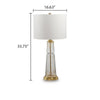 Bepy Table Lamp | Fluted Glass Gold Tone Flecks | White Drum Shade | 34"