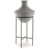 Esta Pottery Style Vase w Stand | Distressed Cream | Espresso Brown 35"