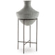 Esta Pottery Style Vase w Stand | Distressed Cream | Espresso Brown 35"
