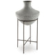 Esta Pottery Style Vase w Stand | Distressed Cream | Espresso Brown 35"