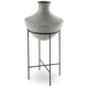 Esta Pottery Style Vase w Stand | Distressed Cream | Espresso Brown 35"
