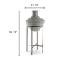Esta Pottery Style Vase w Stand | Distressed Cream | Espresso Brown 35"
