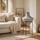 Esta Pottery Style Vase w Stand | Distressed Cream | Espresso Brown 35"