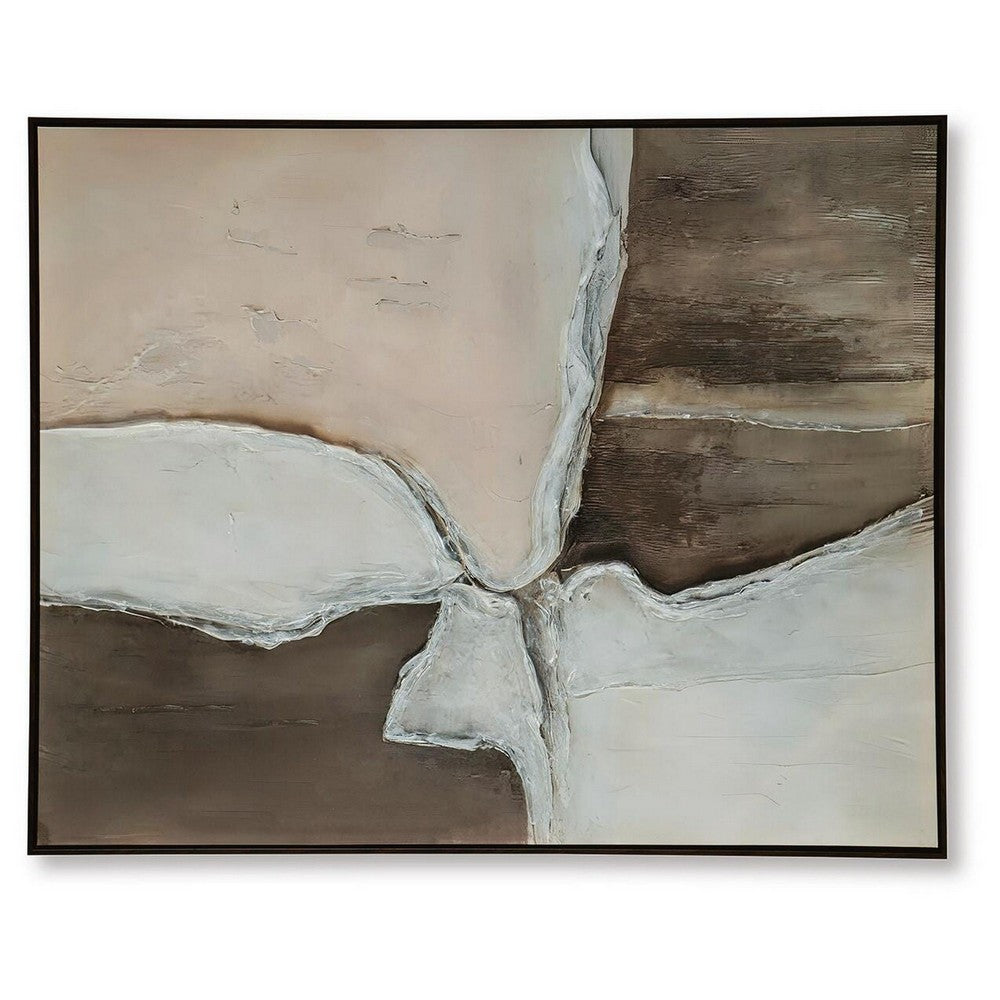 Jepy Wall Art Painting | Abstract Brown Tan White Tones | Black Frame | 40x50