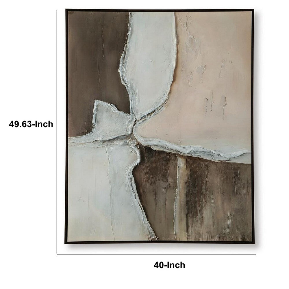 Jepy Wall Art Painting | Abstract Brown Tan White Tones | Black Frame | 40x50