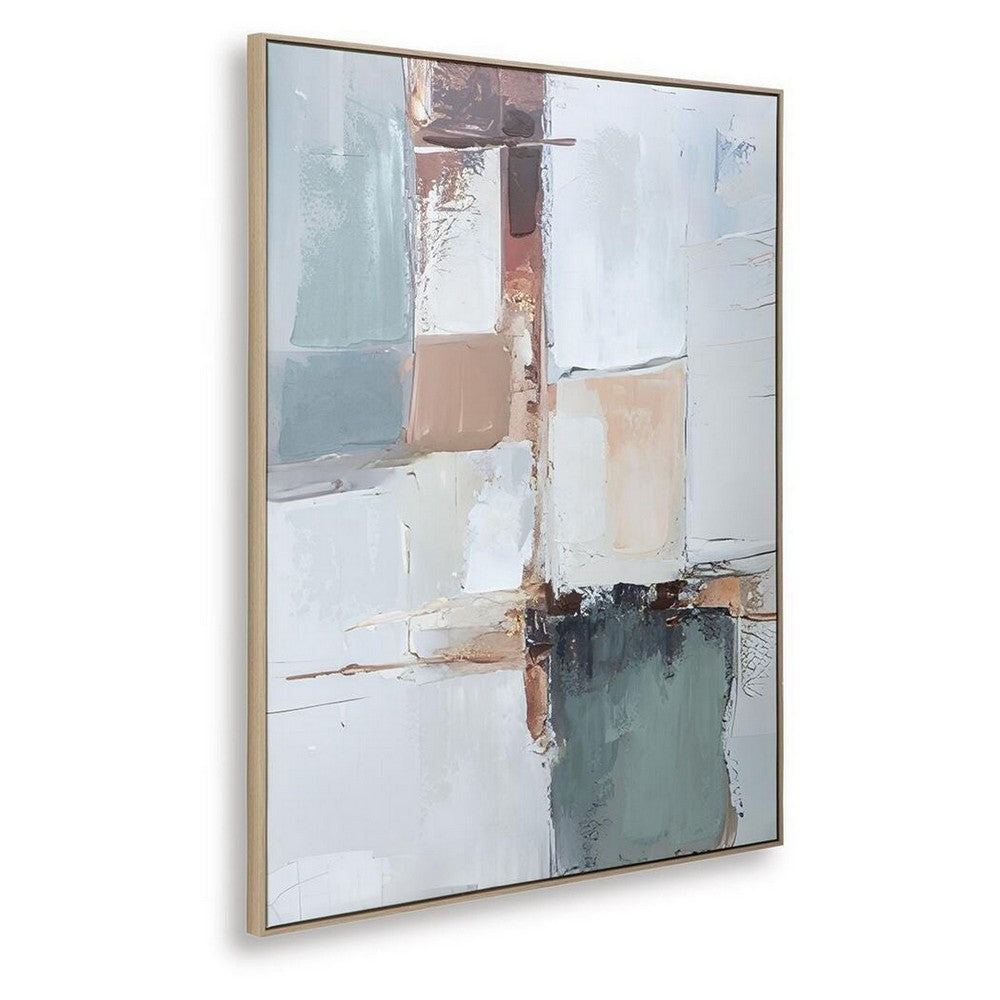 Kepy Wall Art Painting | Abstract Muted Gray | Light Brown Frame | 40x50
