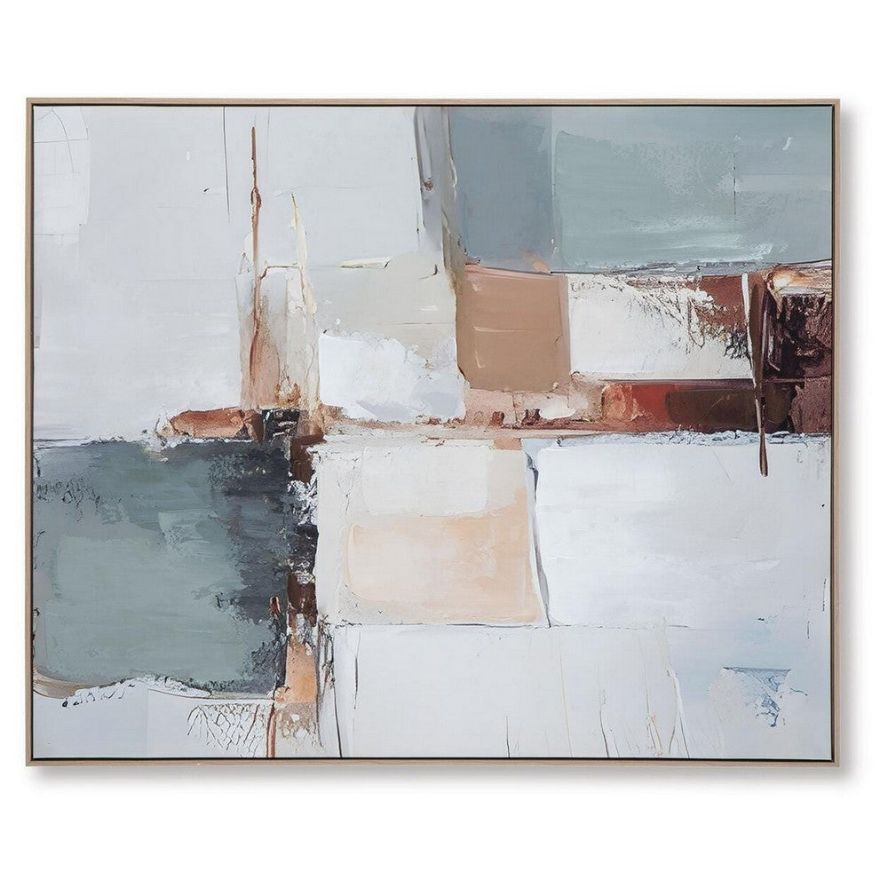 Kepy Wall Art Painting | Abstract Muted Gray | Light Brown Frame | 40x50