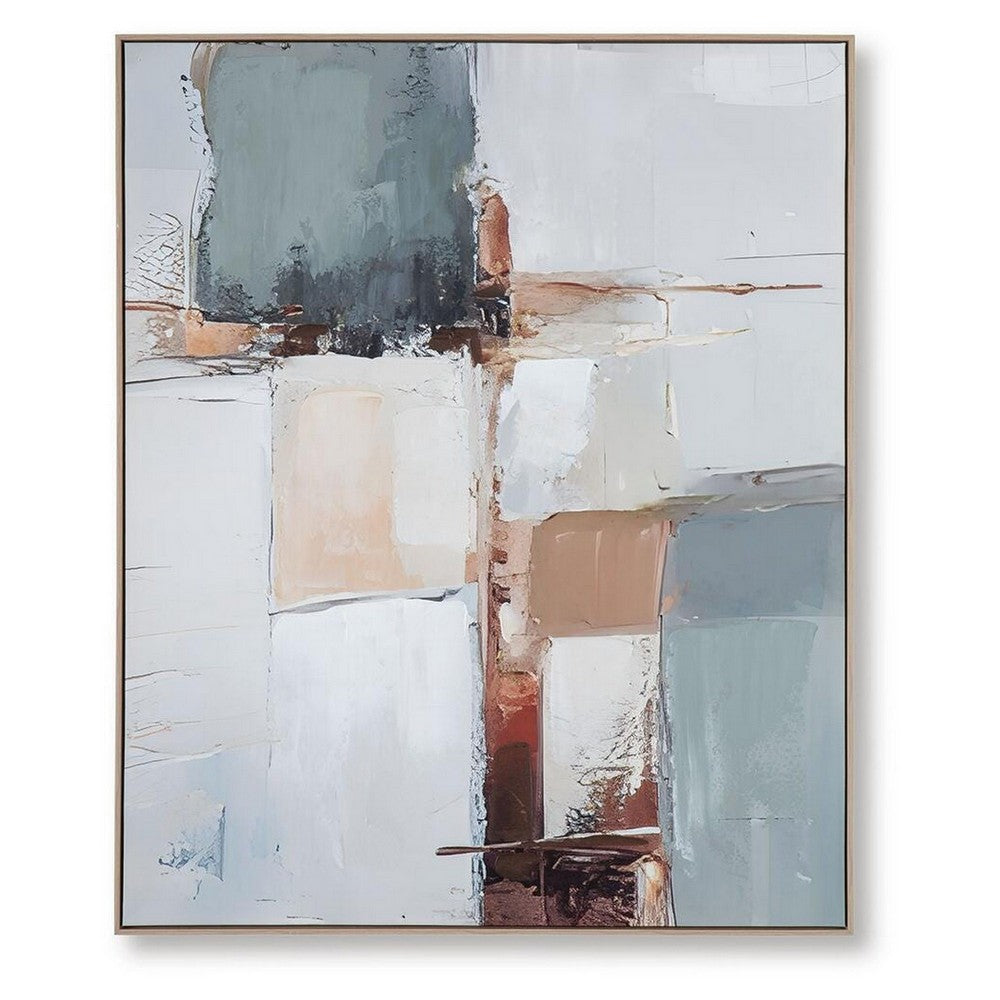 Kepy Wall Art Painting | Abstract Muted Gray | Light Brown Frame | 40x50