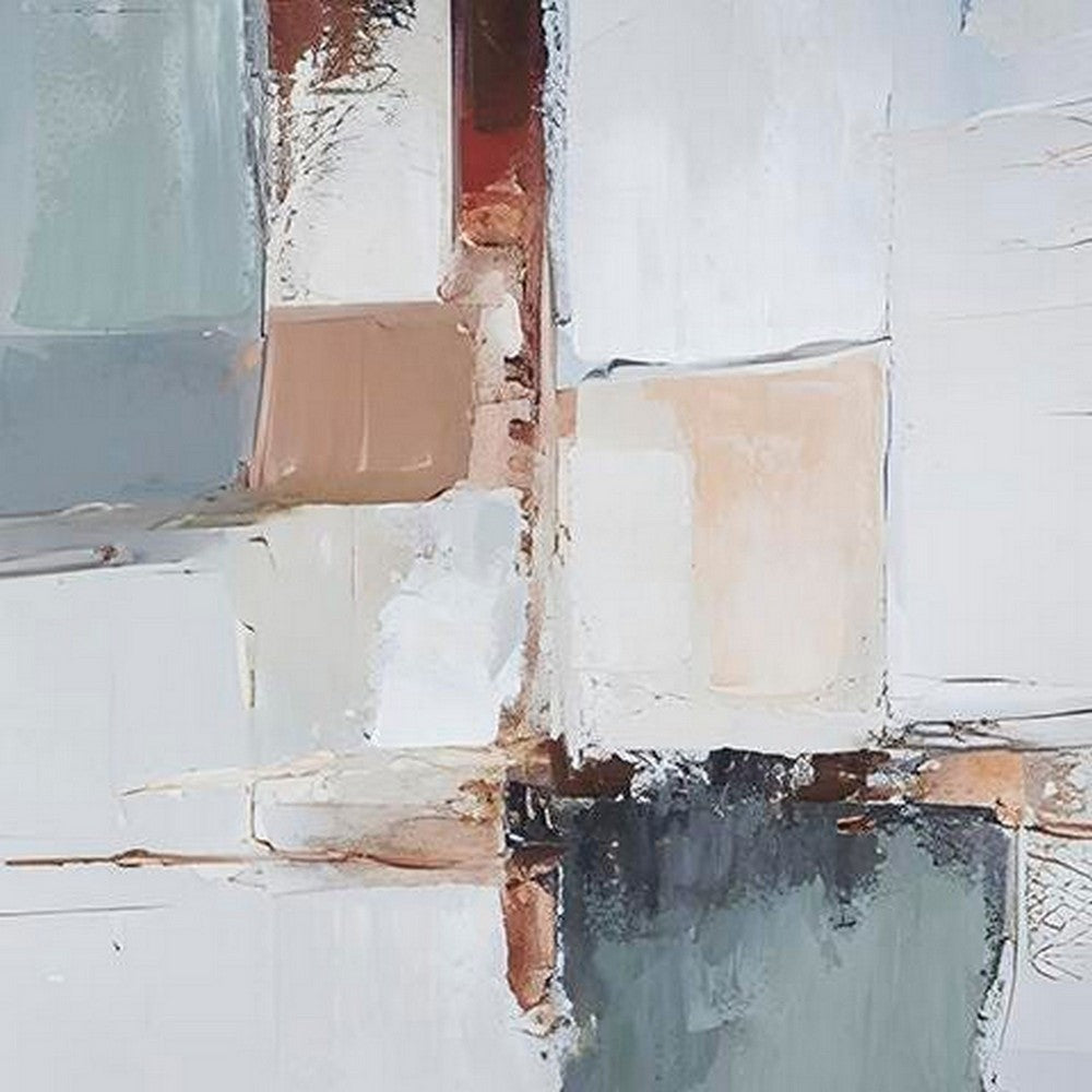 Kepy Wall Art Painting | Abstract Muted Gray | Light Brown Frame | 40x50