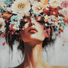 Lepy Wall Art Painting | Floral Headdress Portrait | Black Frame | 40x50