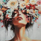 Lepy Wall Art Painting | Floral Headdress Portrait | Black Frame | 40x50