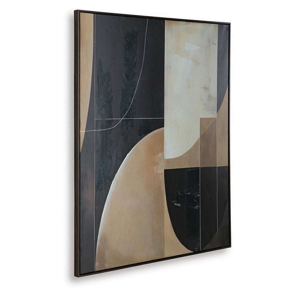Eyna Modern Wall Painting. Abstract Geometric Black Brown Tan | 40x50