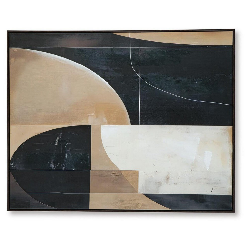 Eyna Modern Wall Painting. Abstract Geometric Black Brown Tan | 40x50