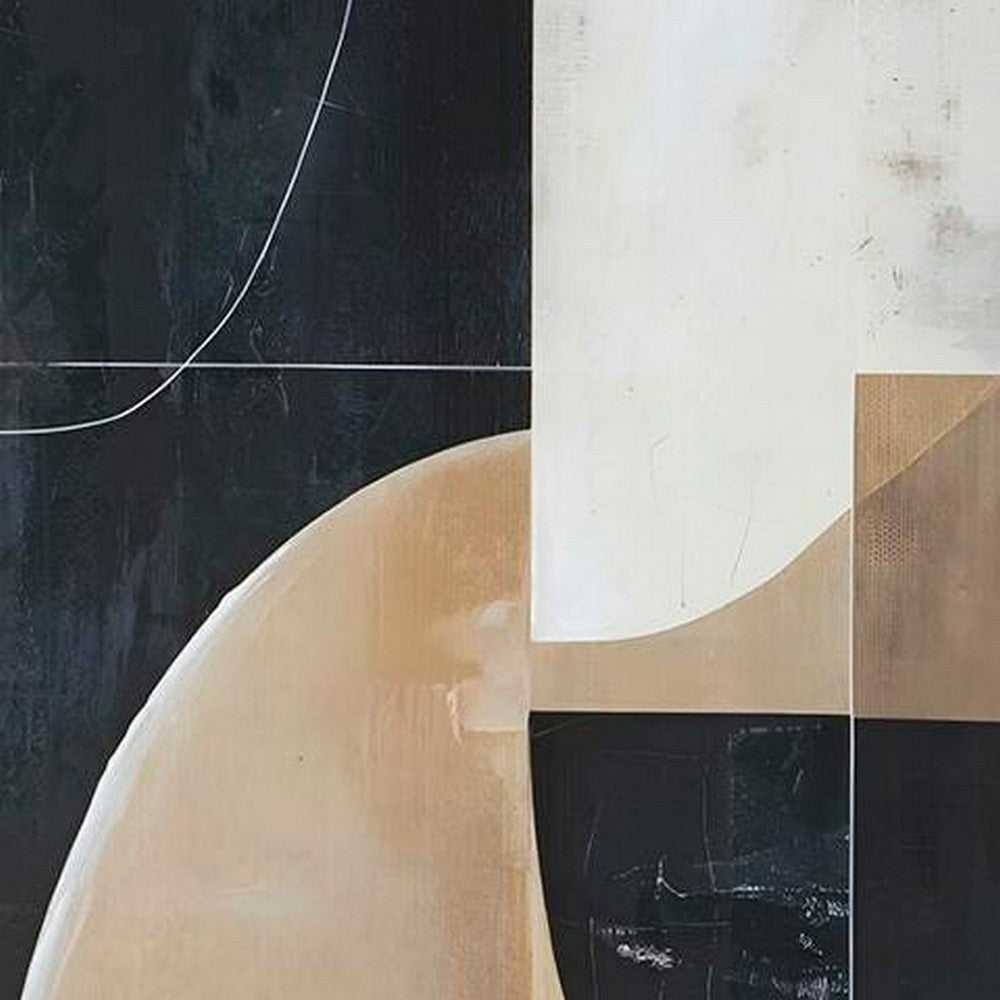 Eyna Modern Wall Painting. Abstract Geometric Black Brown Tan | 40x50