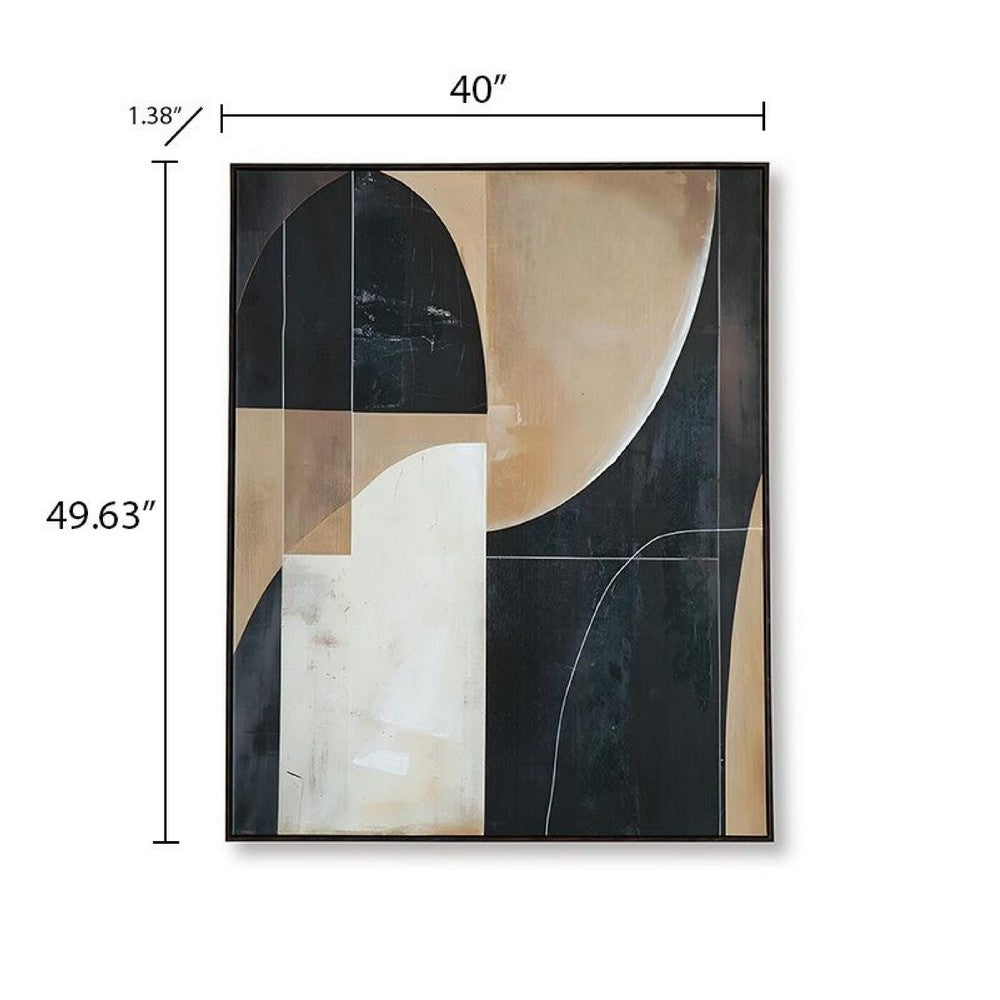 Eyna Modern Wall Painting. Abstract Geometric Black Brown Tan | 40x50
