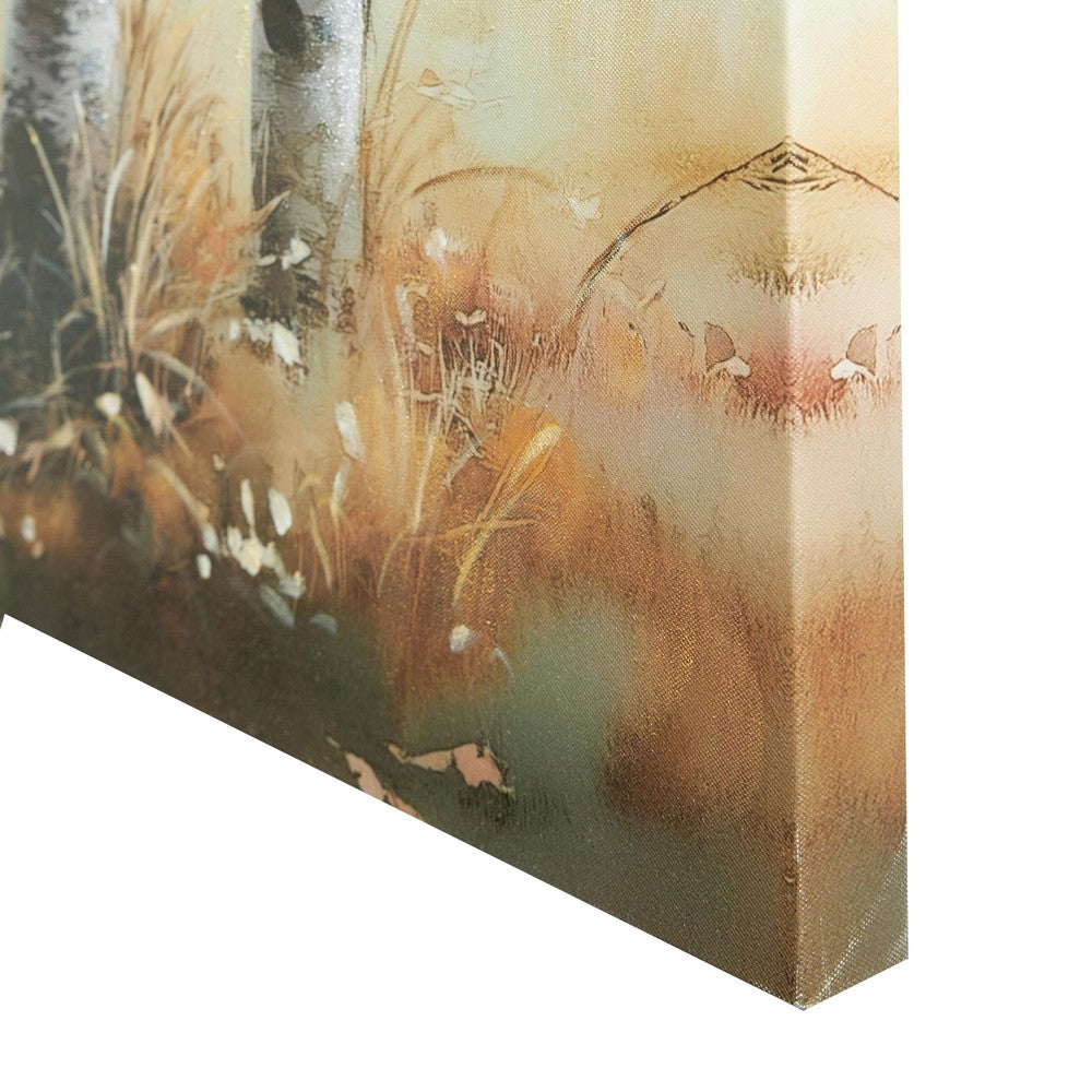 Lyna Wall Art Painting | Birch Forest Landscape | Yellow Blue Brown36x60