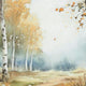 Lyna Wall Art Painting | Birch Forest Landscape | Yellow Blue Brown36x60