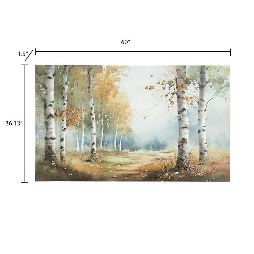 Lyna Wall Art Painting | Birch Forest Landscape | Yellow Blue Brown36x60