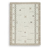 Dotty Medium Area Rug | Taupe Geometric Border Design | Cream Wool 5 x 7