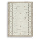 Dotty Medium Area Rug | Taupe Geometric Border Design | Cream Wool 5 x 7