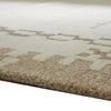 Dotty Medium Area Rug | Taupe Geometric Border Design | Cream Wool 5 x 7