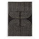 Edon Medium Area Rug with Ivory Geometric Design | Black Tufted Wool 5x7