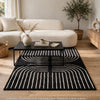 Edon Medium Area Rug with Ivory Geometric Design | Black Tufted Wool 5x7