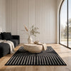 Edon Medium Area Rug with Ivory Geometric Design | Black Tufted Wool 5x7