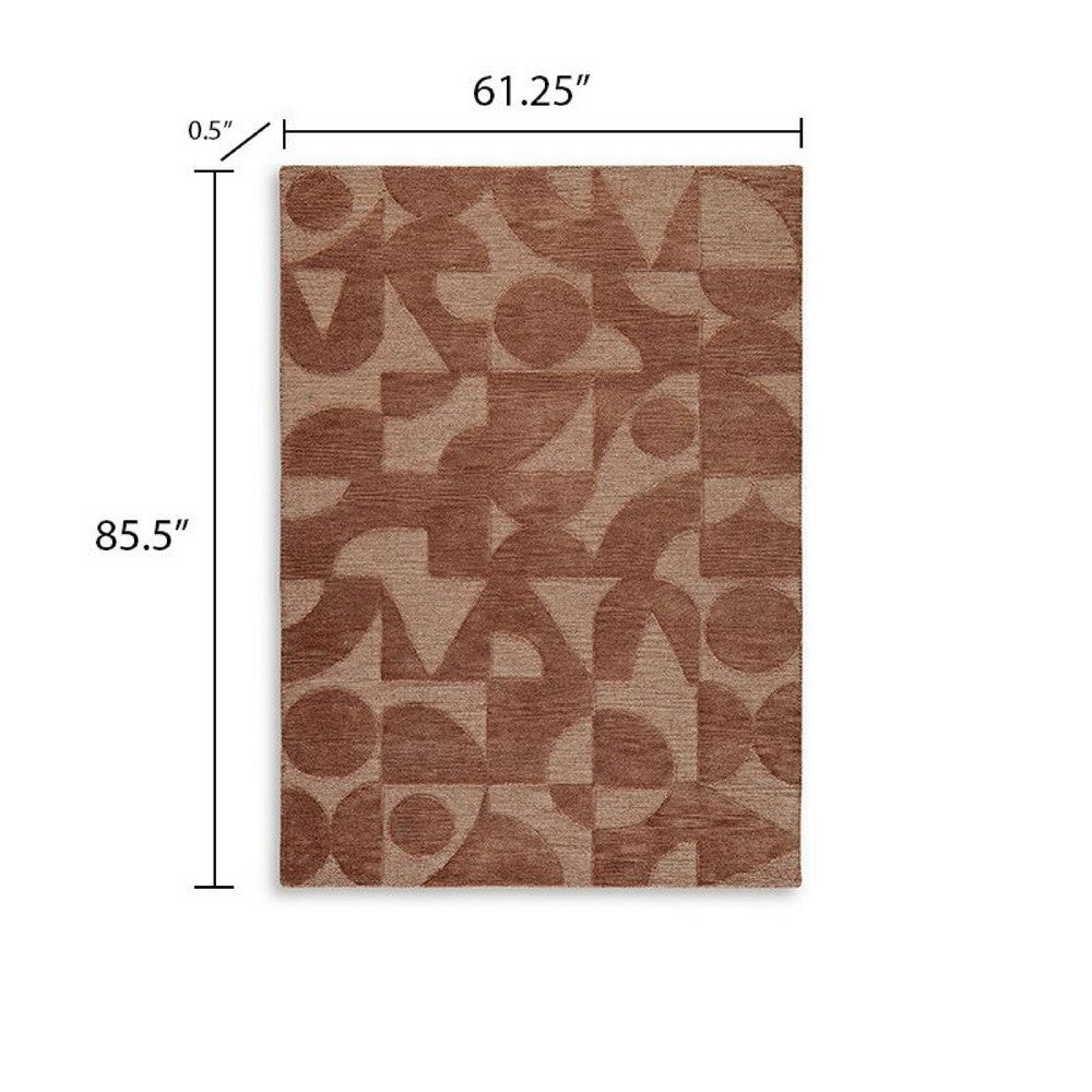 Perry Hand-Tufted Medium Area Rug with Geometric Design | Clay Polyester 5x7