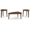 Jeyn 3pc Coffee Table Set with 2 End Tables | Triangular Top | Brown Wood