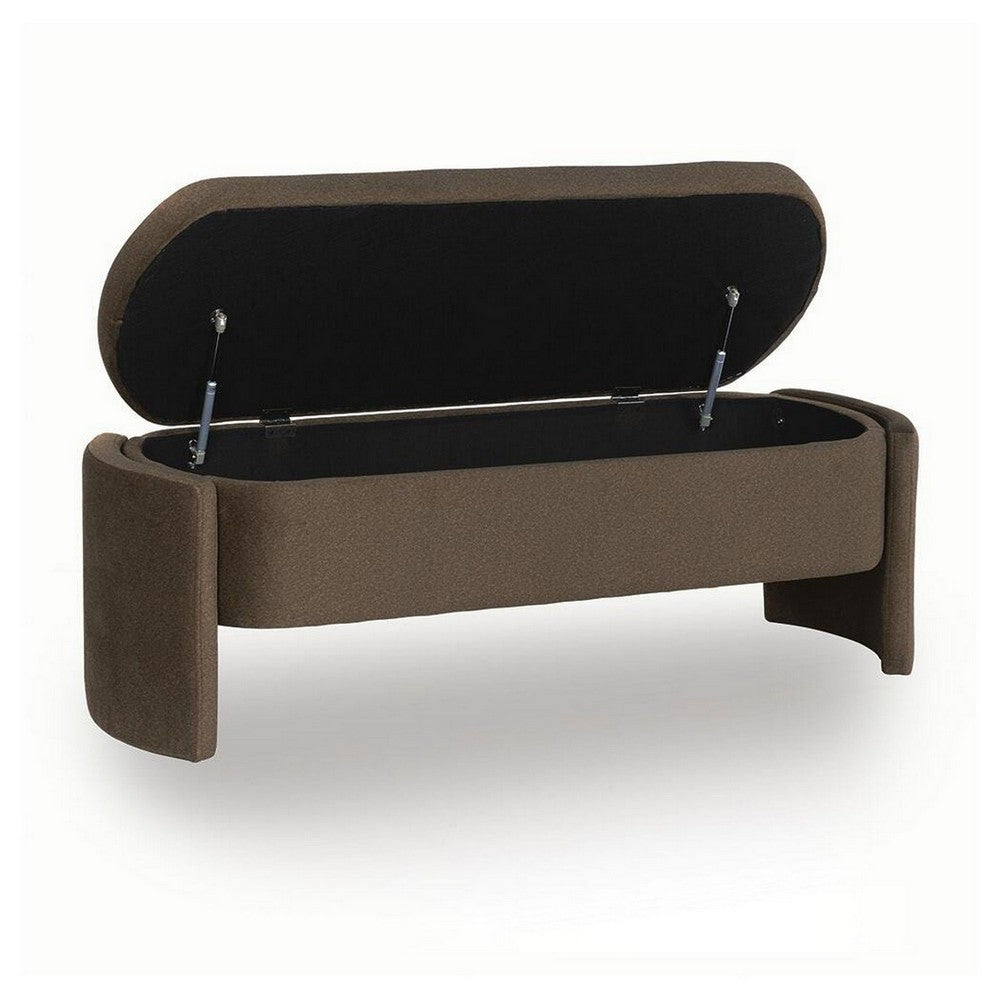 Vanya Storage Bench with Hinged Hidden Seat | Brown Polyester 56"