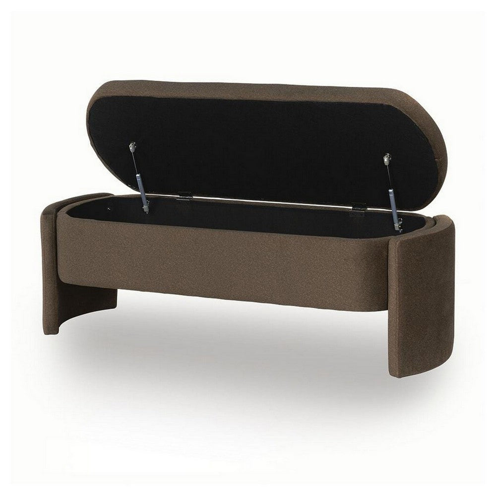 Vanya Storage Bench with Hinged Hidden Seat | Brown Polyester 56"