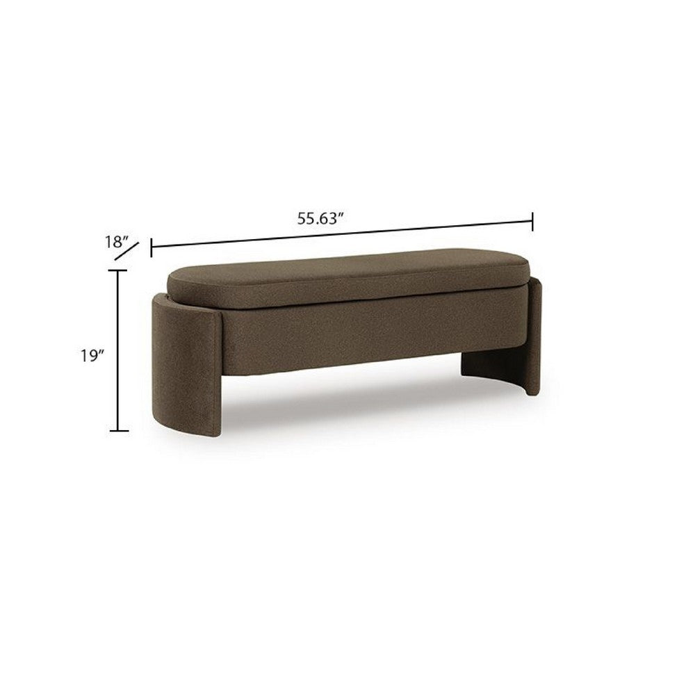 Vanya Storage Bench with Hinged Hidden Seat | Brown Polyester 56"