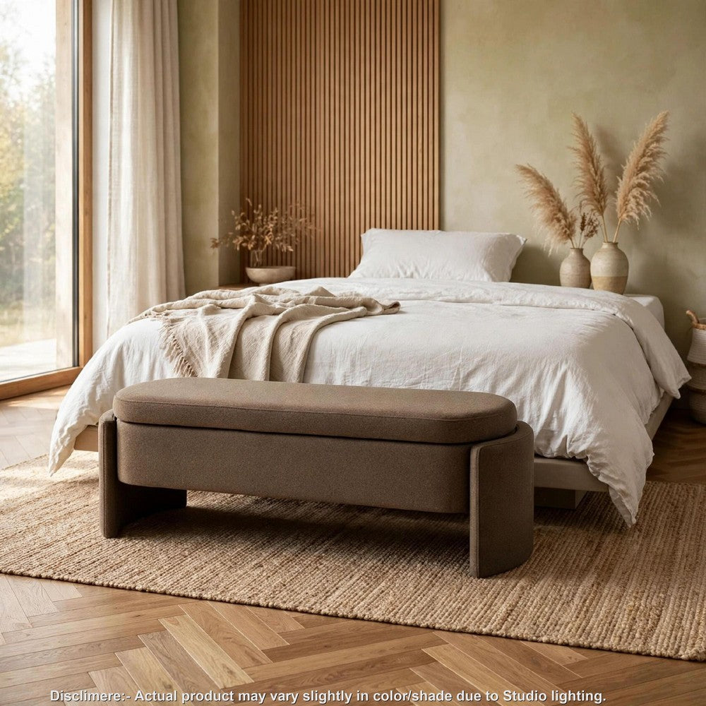 Vanya Storage Bench with Hinged Hidden Seat | Brown Polyester 56"