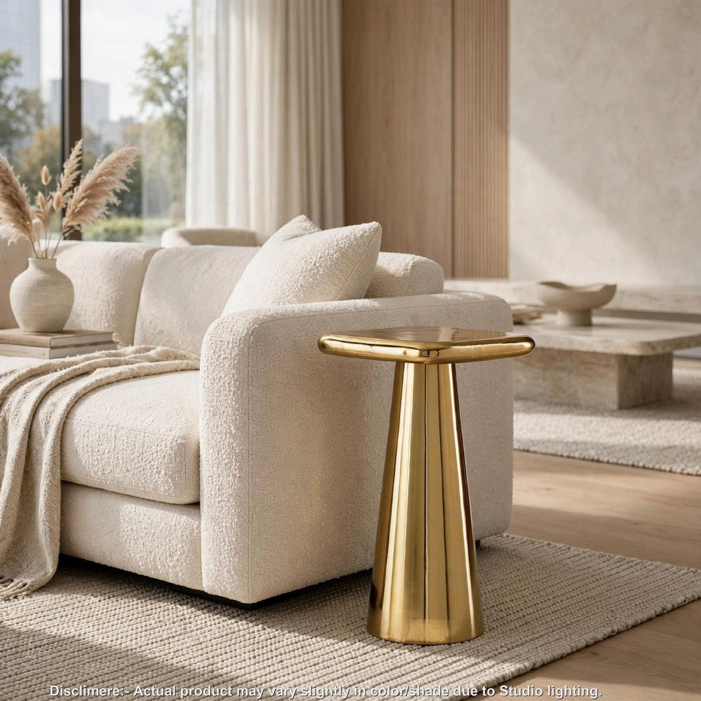 Dylan Accent Table with Sculptural Pedestal Base | Gold Cast Aluminum 24"