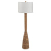 Aysa Floor Lamp with Fabric Drum Shade | Natural Brown Tapered Wood 60"