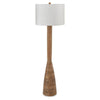 Aysa Floor Lamp with Fabric Drum Shade | Natural Brown Tapered Wood 60"