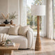 Aysa Floor Lamp with Fabric Drum Shade | Natural Brown Tapered Wood 60"