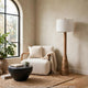 Aysa Floor Lamp with Fabric Drum Shade | Natural Brown Tapered Wood 60"