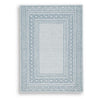Hazel H&-Tufted Medium Area Rug | Blue Geometric Border | Ivory-Gray Wool 5x7