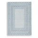 Hazel H&-Tufted Medium Area Rug | Blue Geometric Border | Ivory-Gray Wool 5x7