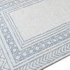 Hazel H&-Tufted Medium Area Rug | Blue Geometric Border | Ivory-Gray Wool 5x7