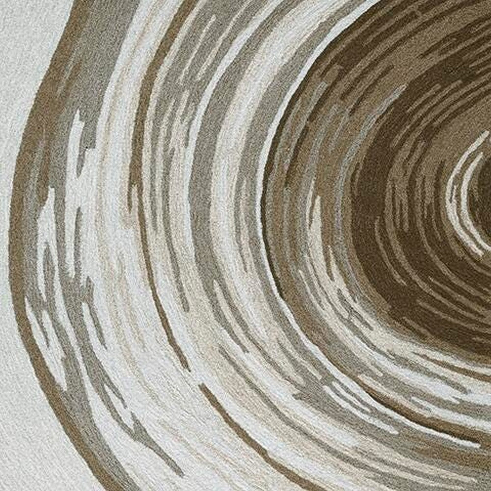 Rizzy Medium Area Rug with Brown-Gray Abstract Ripple Design | Ivory Wool 5x7