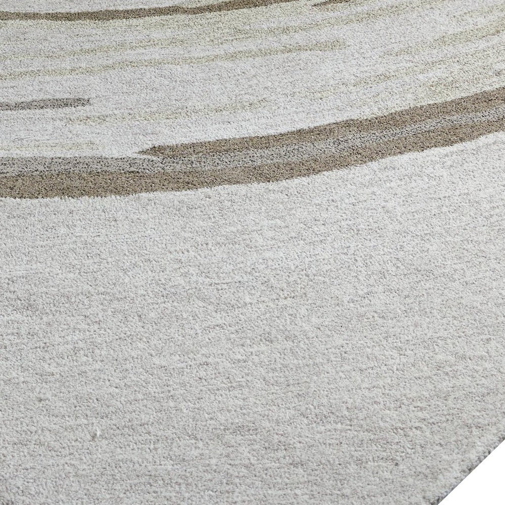 Rizzy Medium Area Rug with Brown-Gray Abstract Ripple Design | Ivory Wool 5x7