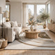 Rizzy Medium Area Rug with Brown-Gray Abstract Ripple Design | Ivory Wool 5x7
