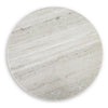 Ziana Cylindrical Accent Table with Beige Marble Top | Brown Wood 23"