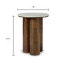 Ziana Cylindrical Accent Table with Beige Marble Top | Brown Wood 23"