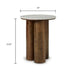 Ziana Cylindrical Accent Table with Beige Marble Top | Brown Wood 23"