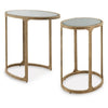 Irma Nesting Accent Table | Mirror Tops | Set of 2 | Antique Gold Metal